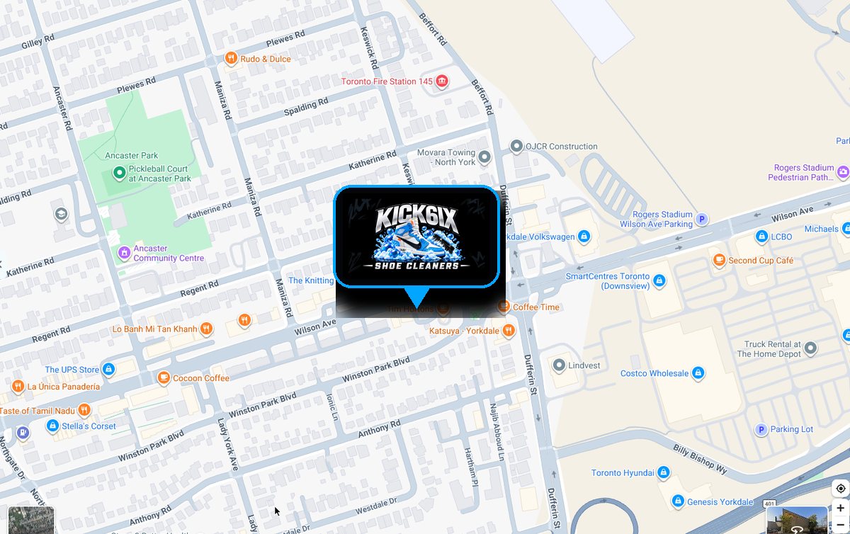 Map to KICK6IX — 626 Wilson Ave, Toronto. Tap for directions.