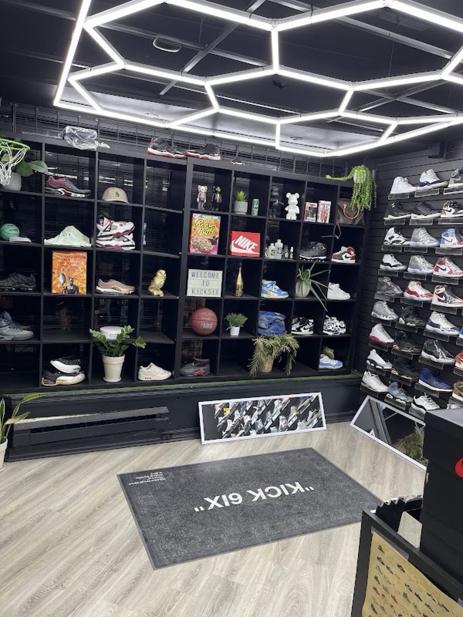 Shoe display shelves inside KICK6IX