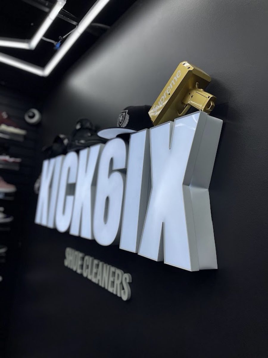 KICK6IX sign inside the shop