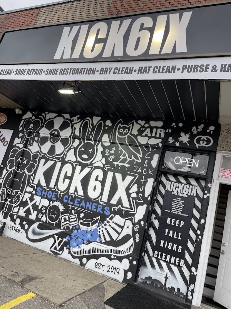 KICK6IX storefront with mural — 626 Wilson Ave, Toronto