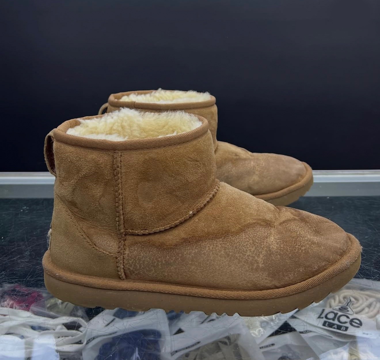 Dirty UGG boots before cleaning